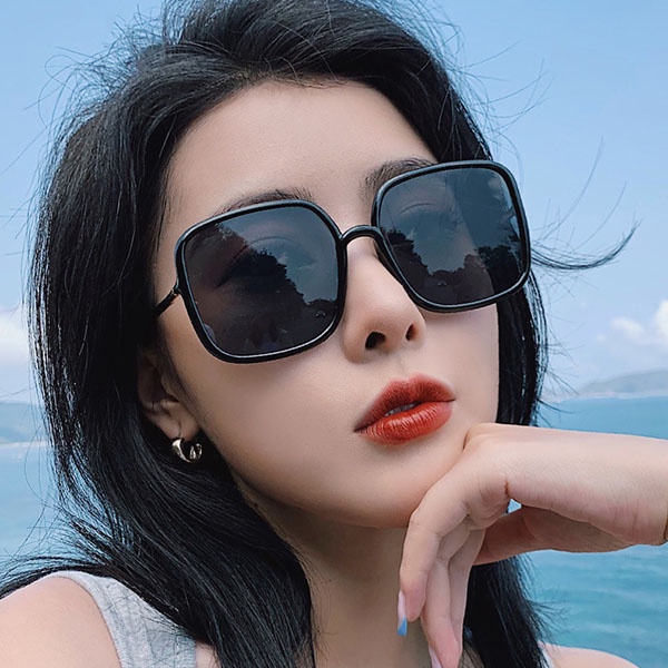 Kacamata Wanita Retro Square Oversized Anti Blue Light / Kaca mata Over size Korean Fashion Hitam Import Sunglasses / TV-127