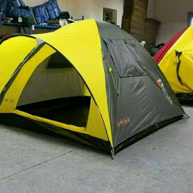 Tenda camping kapasitas 4 orang great outdoor nsm 4 / tenda frame fiber