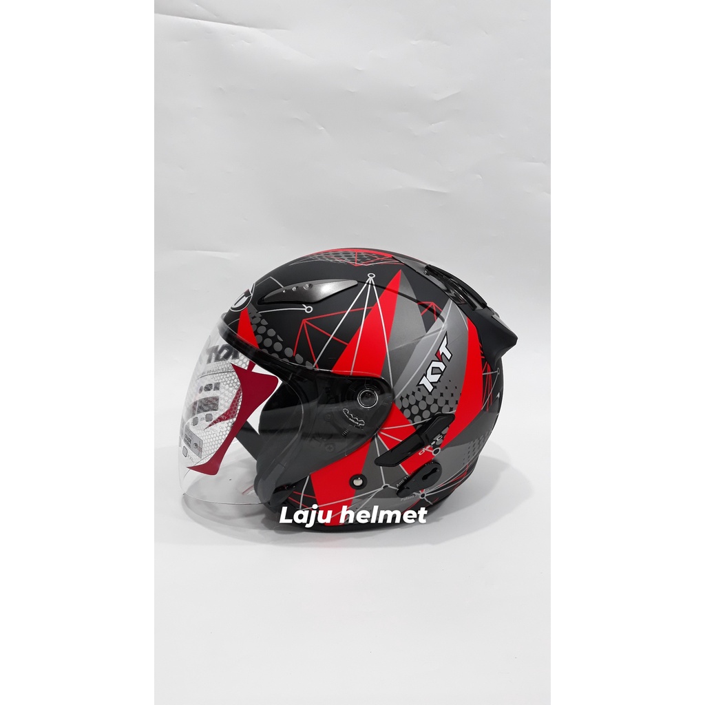 helm kyt galaxy double visor motif #6 black doff red
