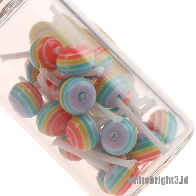 (white3) Miniatur Permen Lolipop / Dessert Dengan Case Holder Untuk Aksesoris Rumah Boneka 1 / 12