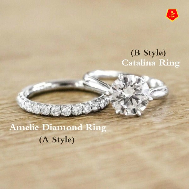 [Ready Stock]18K Platinum Diamond Ring Female Creative Advanced