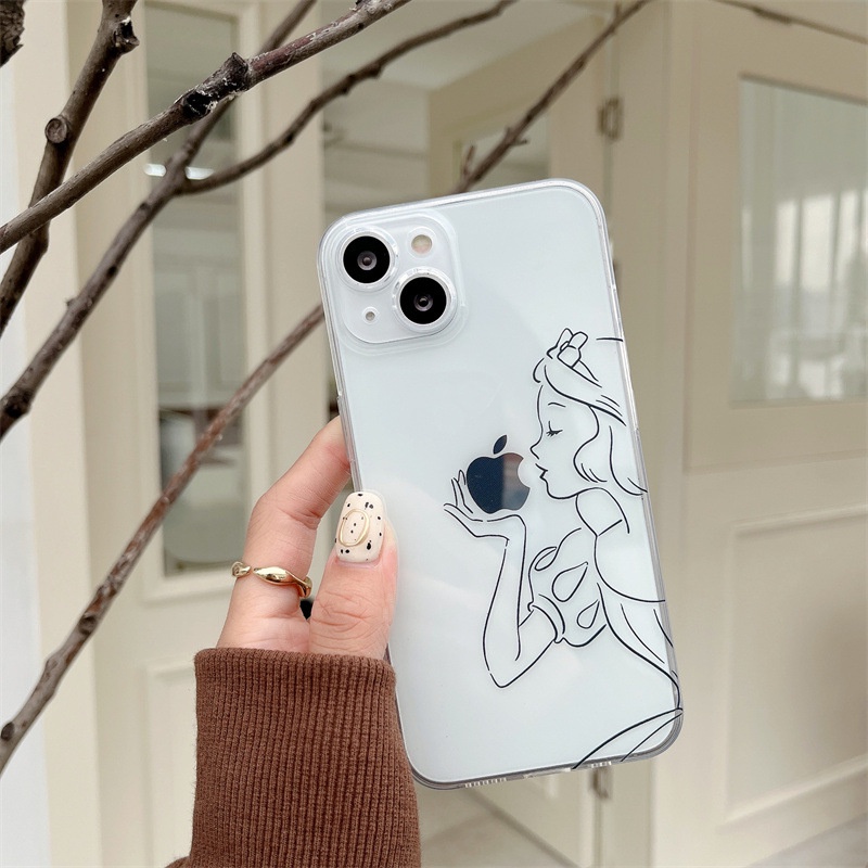 IPHONE Princess Eats Apple Transparan Lembut TPU Phone Case Cover Untuk Iphone6 6s 78 PLUS X XR XS 11 12 13 14 PRO MAX SE 2020