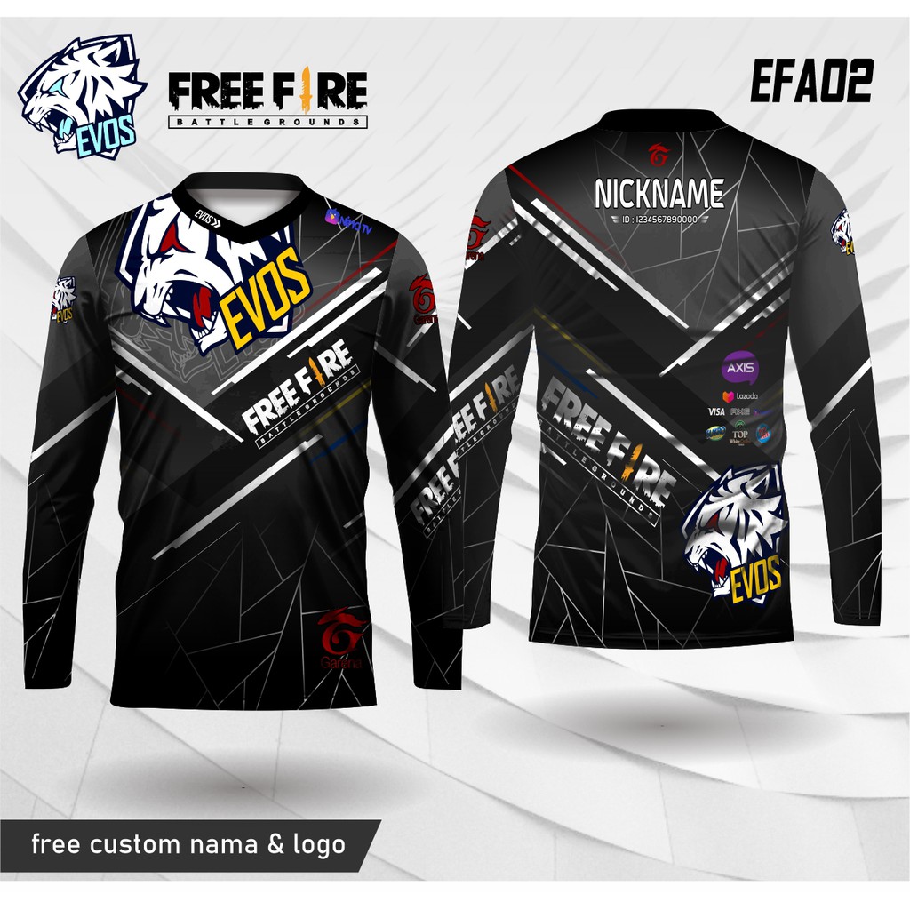 Jersey ff evos baju kaos free fire lengan panjang