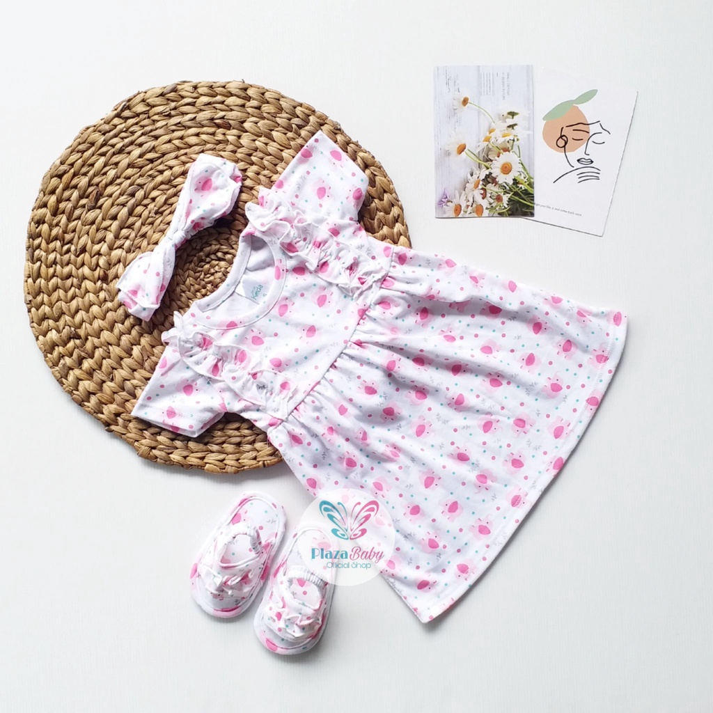 Plazababyku MX GISELLE SET SANDAL setelan bayi motif bunga yang lucu free headband + sandal