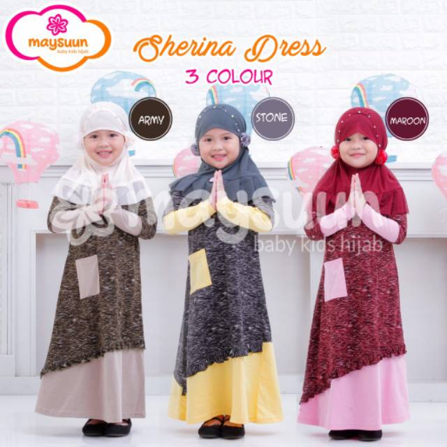 Sherina Dress Gamis Anak Adem by Maysuun Baby Kids Hijab