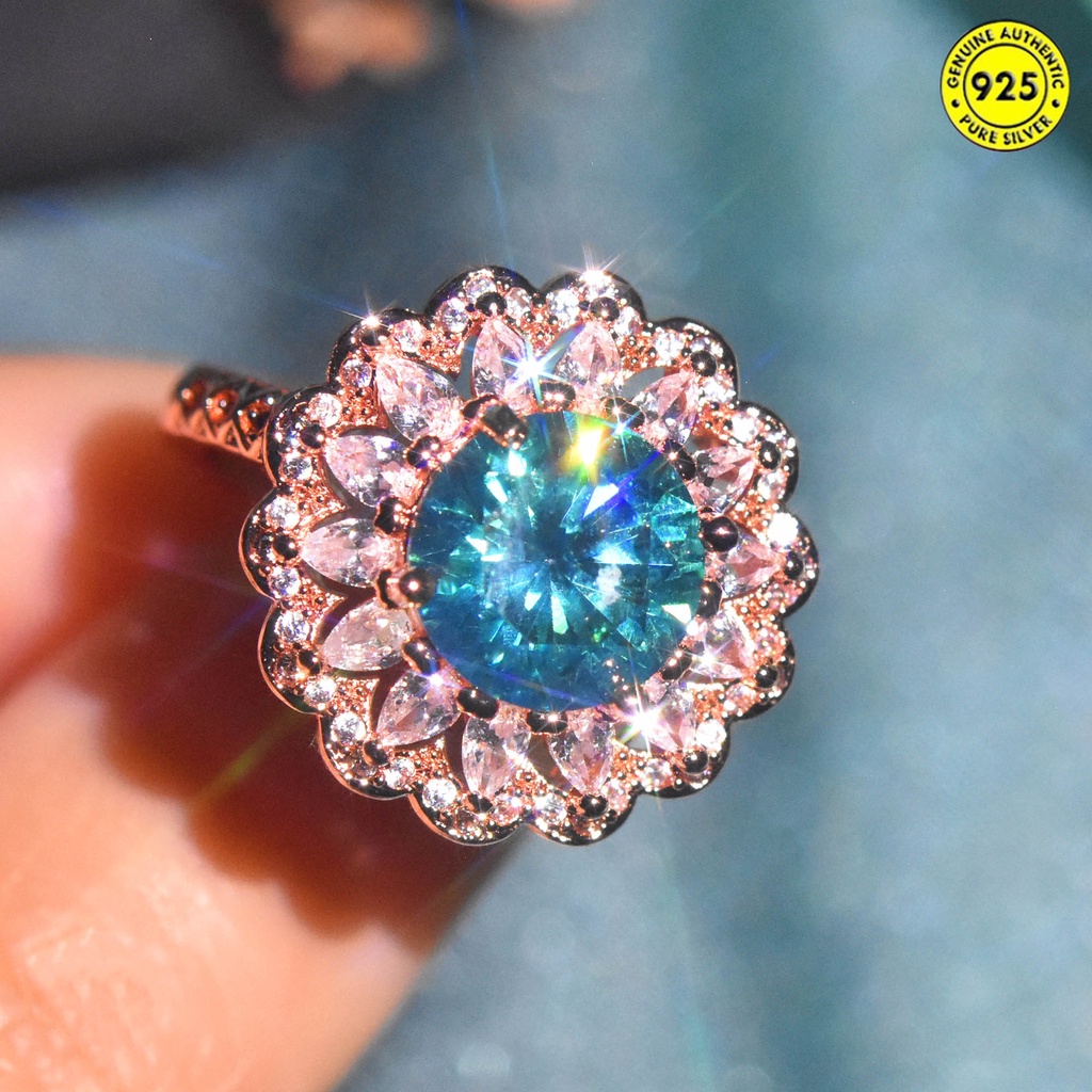 Cincin Model Terbuka Warna Biru Hijau Api