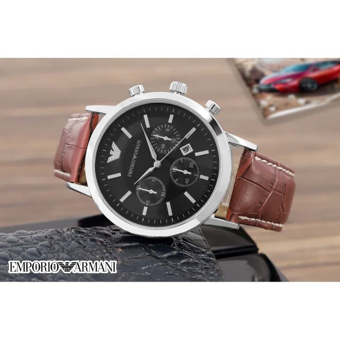 JAM TANGAN PRIA 3MP0R10 4RM4N1 6144 DATE CHRONO VARIASI (4 WARNA) - I BRWN SLV B