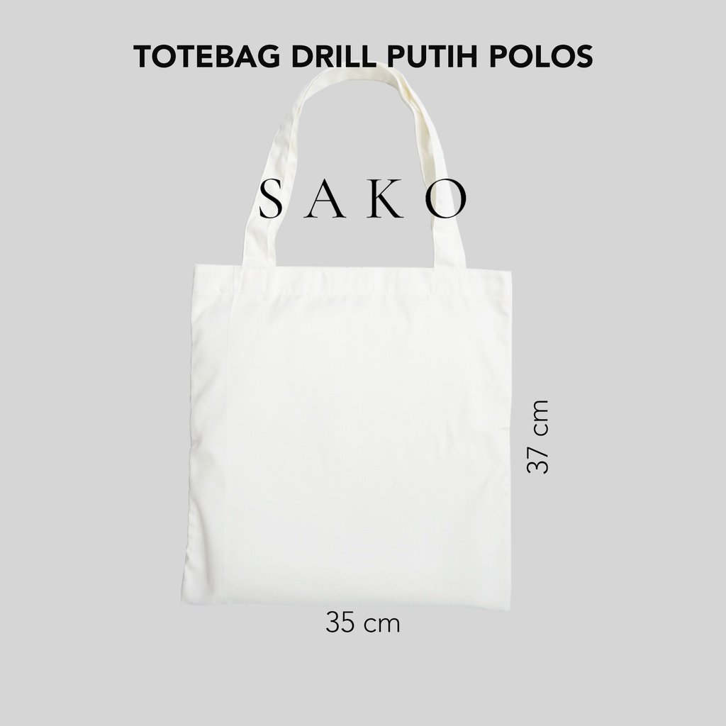 (SAKO) - TOTEBAG DRILL POLOS PUTIH 35X37CM PEREKAT VELCRO