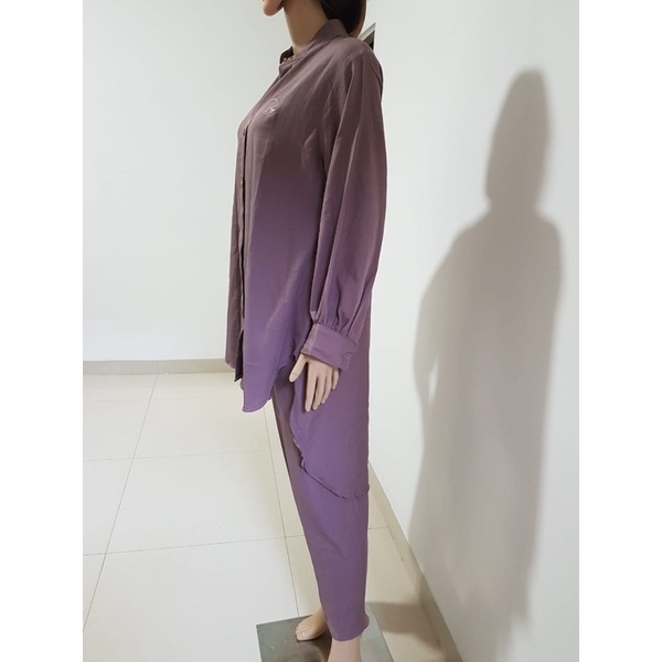 baju set atasan bawahan ungu jumbo