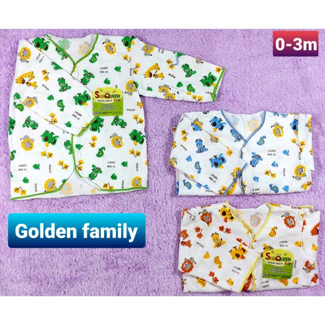 6 PCS BAJU SHAQUEEN  LENGAN PANJANG Putih full Print Baby Newborn (SNI)