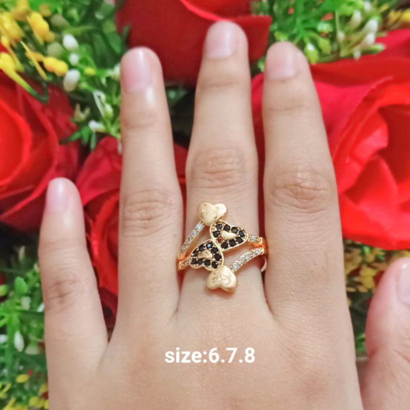 Cincin Dewasa Permata Kombinasi perhiasan wanita Gold (COD)