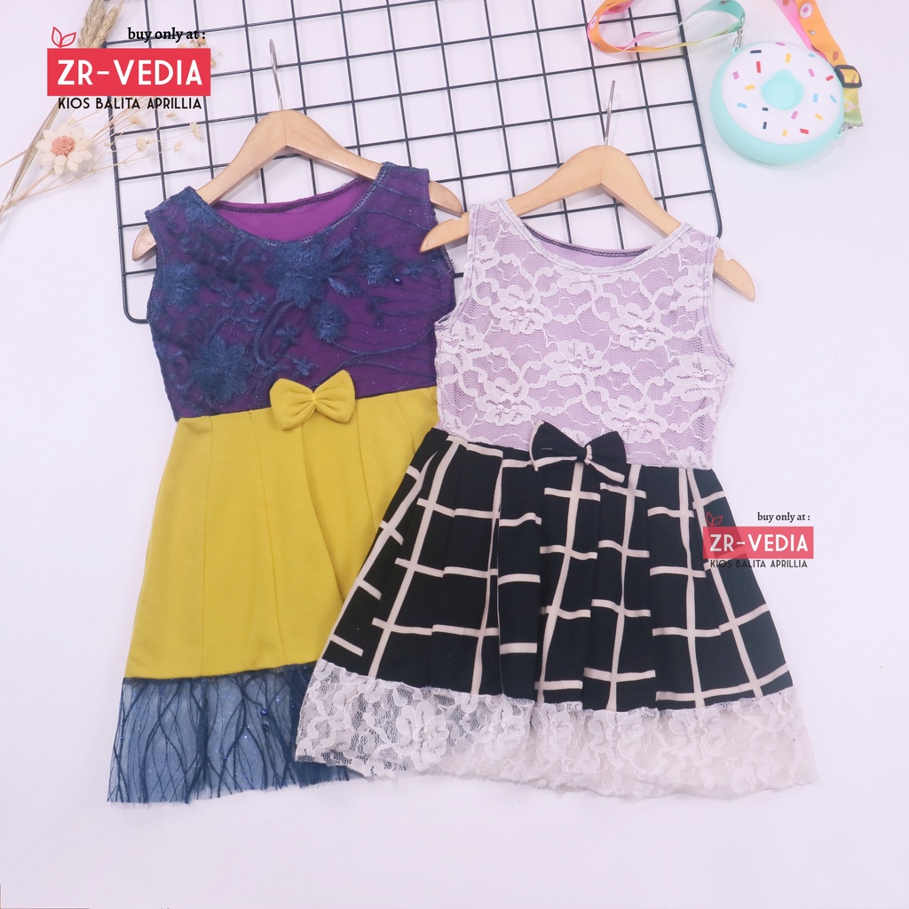 Dress Zulfa uk 1-2 Tahun / Dres Brokat Anak Perempuan Brukat Balita Cewek Pakaian Baju Import