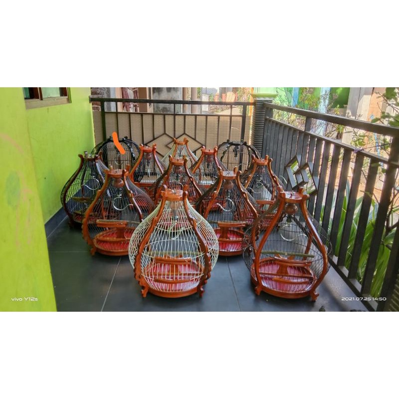 sangkar perkutut model bawang kayu jati ruji fiber