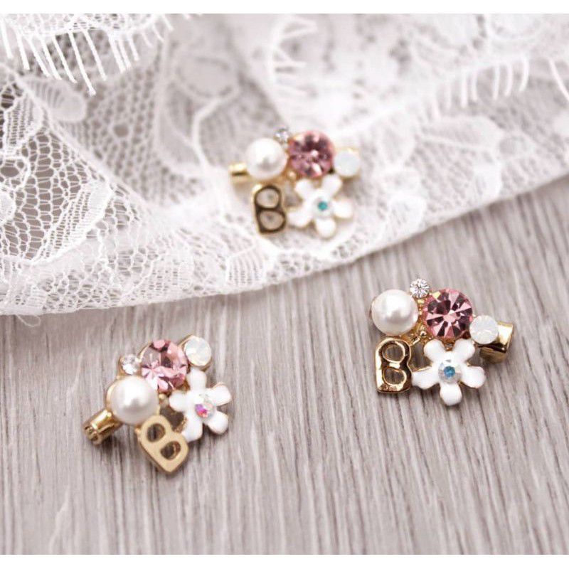 Bros B/bross signature branded import premium/brooch button/Bros hijab Athar shop scarve/Bros dada-Bunga B mt pink