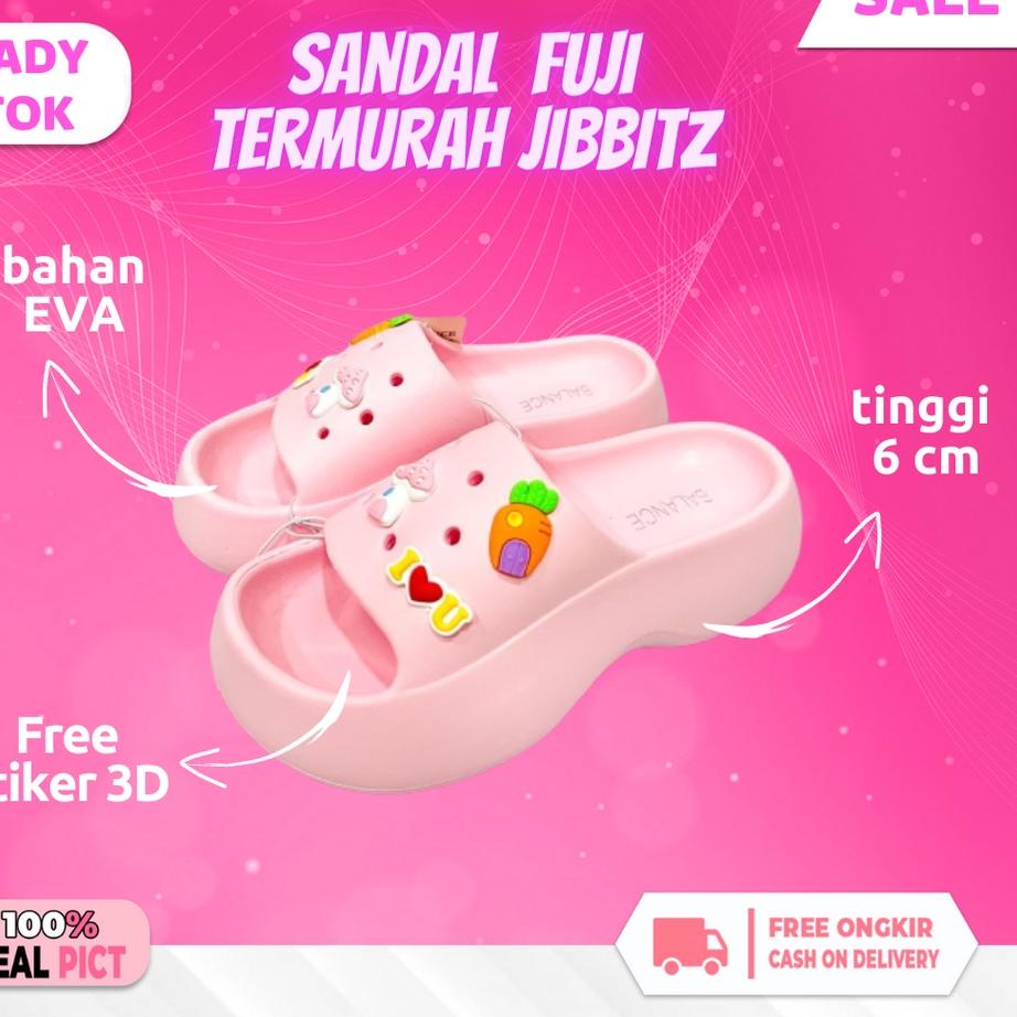 Paling Disukai.. Sandal Karet Jelly Fuji Pink Fanta Fusia Pink Tua  Baim Bapo Bapao Bakpao Wanita Ce