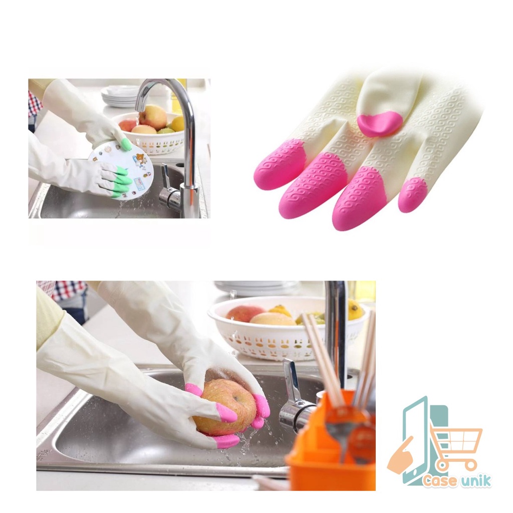 RT15 Sarung Tangan cuci piring karet Latex PTKS Silikon rubber hand glove anti air steril serbaguna CS3522