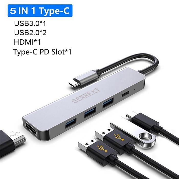 FA GENNEXT HUB 5in1 Adapter Type C USB 3.0 Macbook Multi Port Laptop