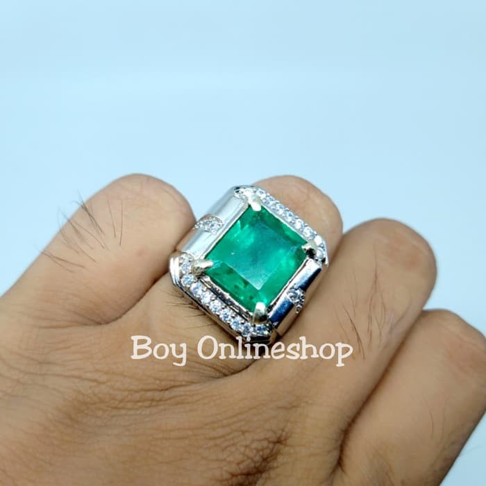 Cincin batu permata zamrud zambia - zamrud zambia emerald top luster