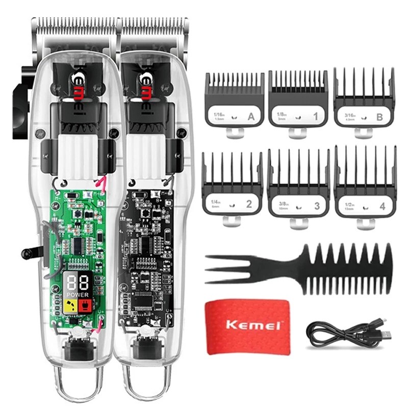 Kemei Mesin Potong Rambut Elektrik Profesional Transfaran USB - KM-NG108