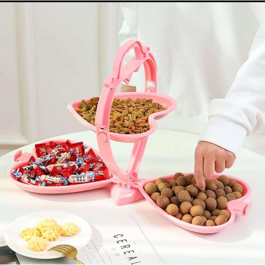 [ Cinicini ] Portable Fresh Fruit Plate Tray Food Wadah Saji Makanan Bentuk Love