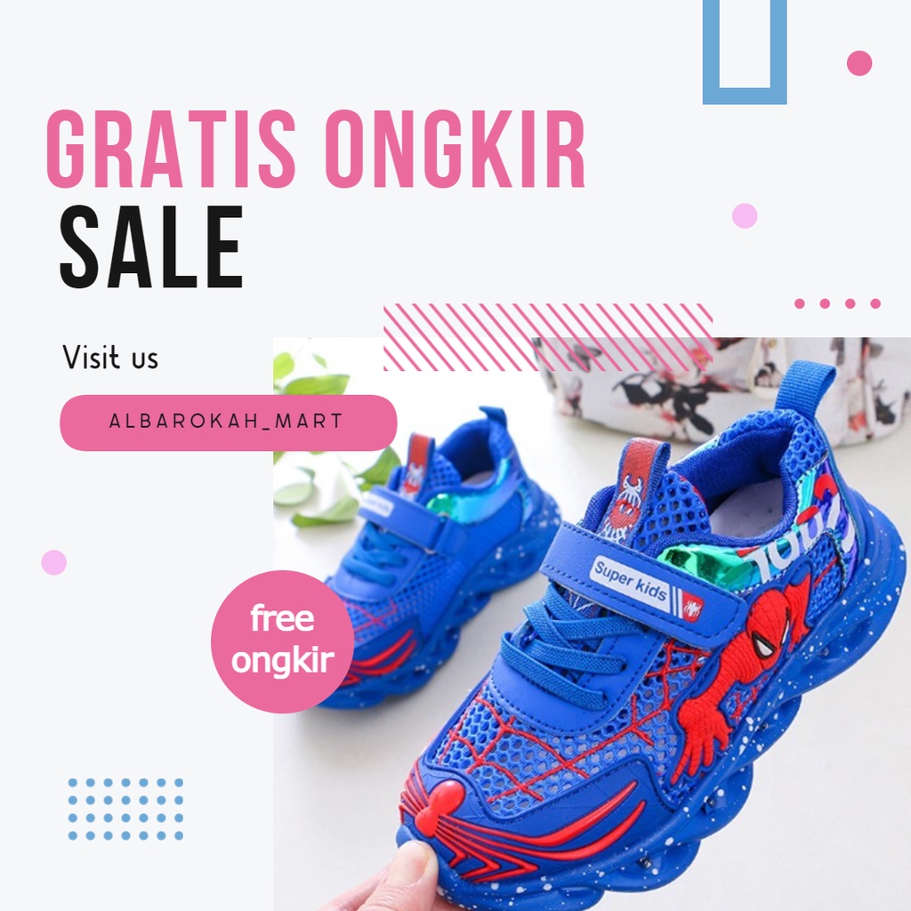 Sepatu anak sneaker laki laki dan perempuan Sepatu Sport anak sekolah umur 2 3 4 5  tahun Sepatu Led