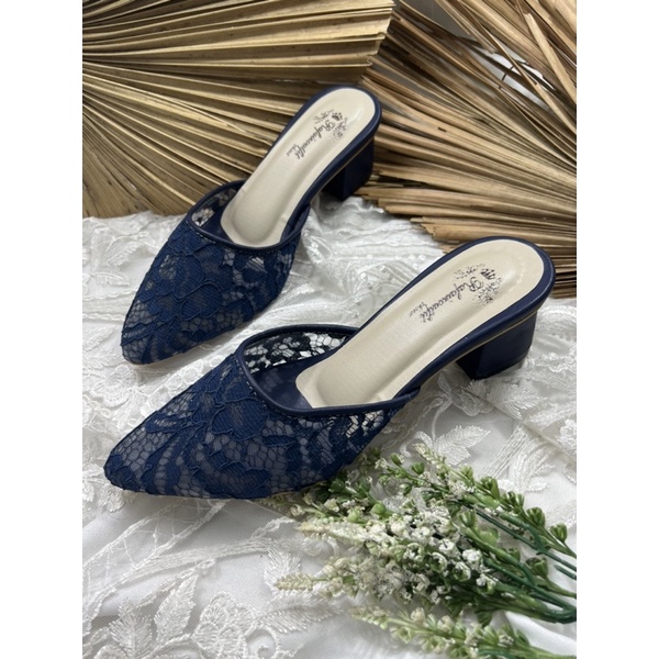 sepatu wanita seyla navy tinggi 5cm tahu