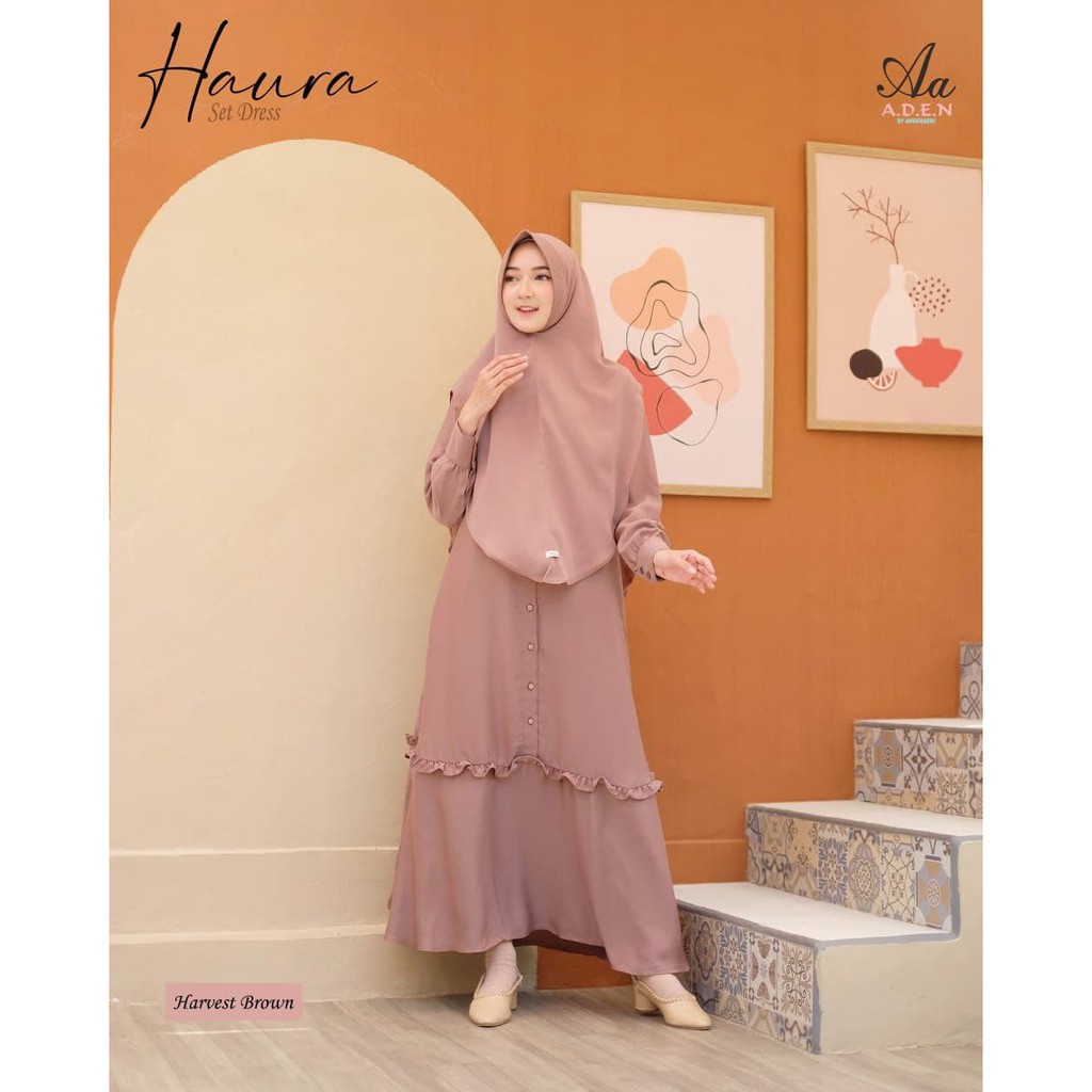 PALING LARIS HAURA SET (DRESS DAN KHIMAR) By.Aden