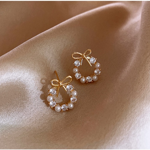 ANTING KOREA TUSUK TITANIUM ANTING WANITA GIWANG MUTIARA RETRO ELEGANT AKESORIS FASHION ANAK PEREMPUAN ANT46