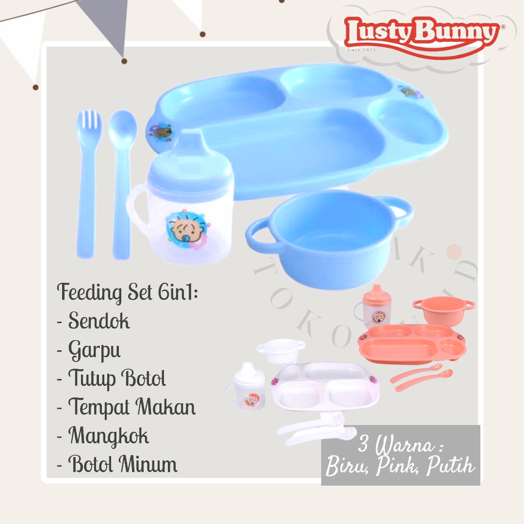 Plate set 6in1 Peralatan Alat Makan MPASI Anak Bayi BPA FREE Tempat Makan Anak Bayi Feeding Set Gift Sendok Garpu Mangkok Botol Minum isi 6 set