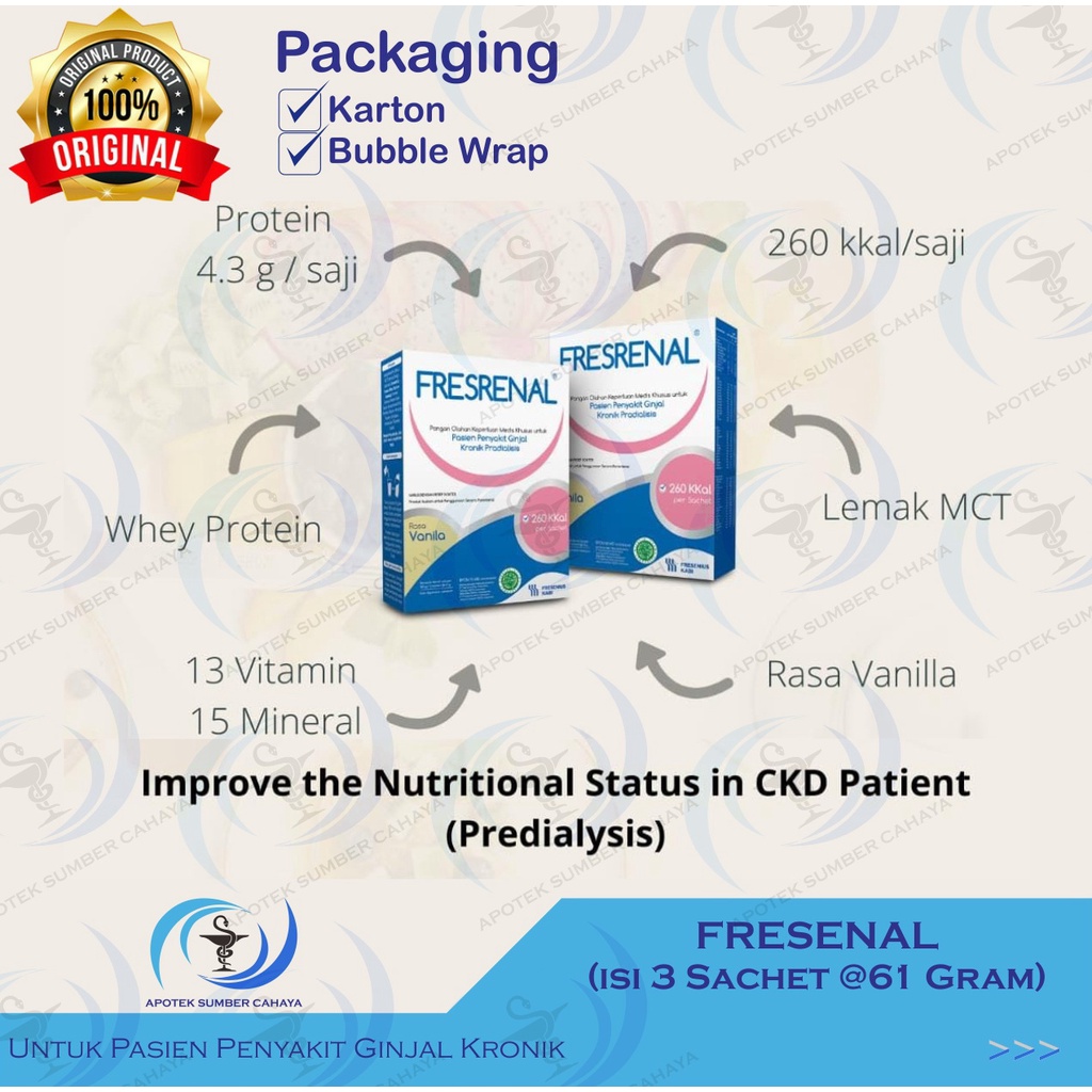 

ENTERAL NUTRISI FRESRENAL rasa Vanila (isi 3 Sachet @61 Gram)