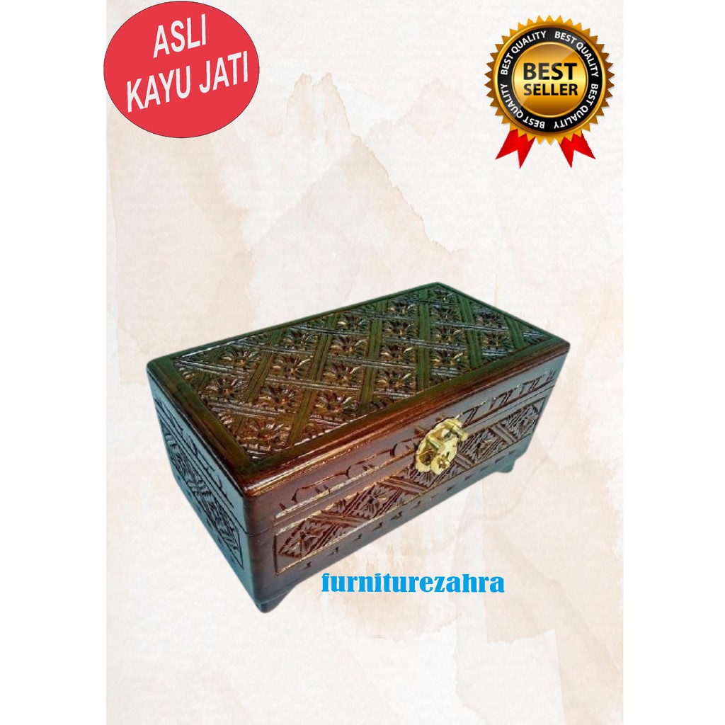 Kotak Perhiasan Kayu Jati Ukiran Ukuran 20x9x8 cm kotak perhiasan kayu jati ukir kotak perhiasan