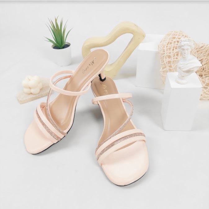 DS MSW 03 Sandal High Heels Open Toe Wanita Slanted Rope Terbaru Import