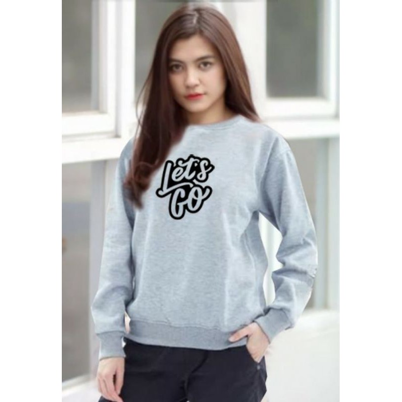 Kaos Lengan Panjang lets go/ Kaos Sweatshirt / Atasan Wanita / Atasan Wanita Lengan Panjang