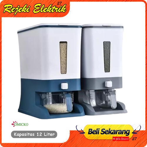 Rice Box  Omicko Tempat Penyimpanan Beras Kapasitas 12 Liter - Dispenser Beras