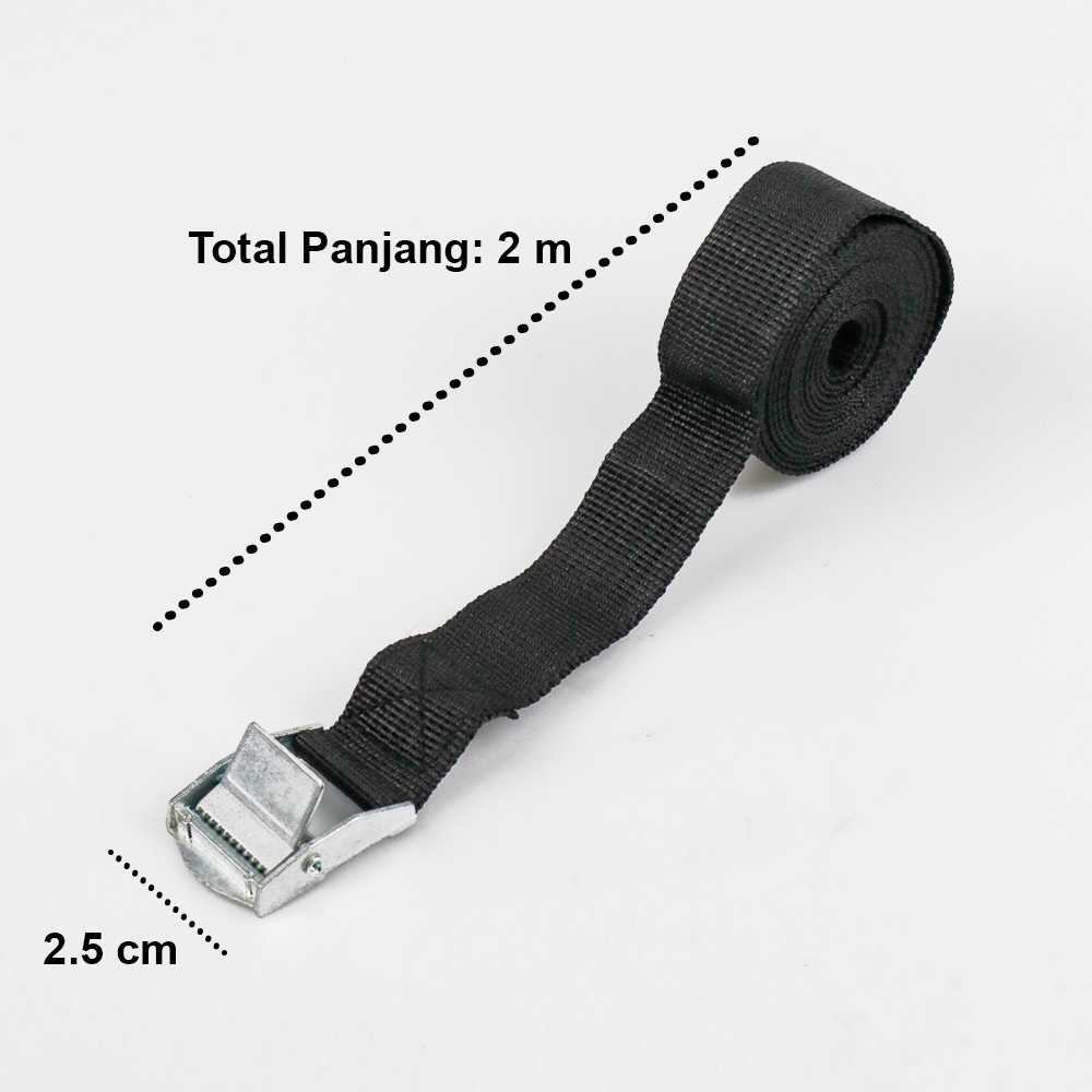 Tali Strap Pengikat Barang Cargo Belt 2 Meter x 2.5 cm / Strap Ikat Sabuk Pengait Barang Cargo / Tali Karet Pengikat Barang Bagasi Motor Panjang Tebal / Tali Ikat Pengikat Barang Sepeda Motor Gepeng / Tali Motor Trail Pengikat Barang Di Motor Kuat Murah