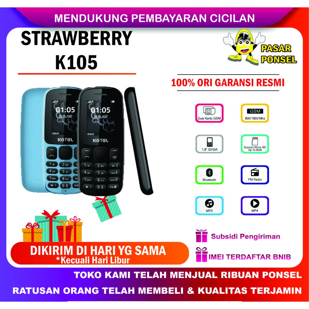 HP STRAWBERRY K105 KGTEL GARANSI RESMI STRAWBERRY TERMURAH
