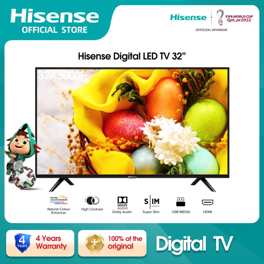 Hisense 32 inch HD Android Smart TV - Dolby Audio - HDMI - Model 32E4F KWALITAS BAGUS