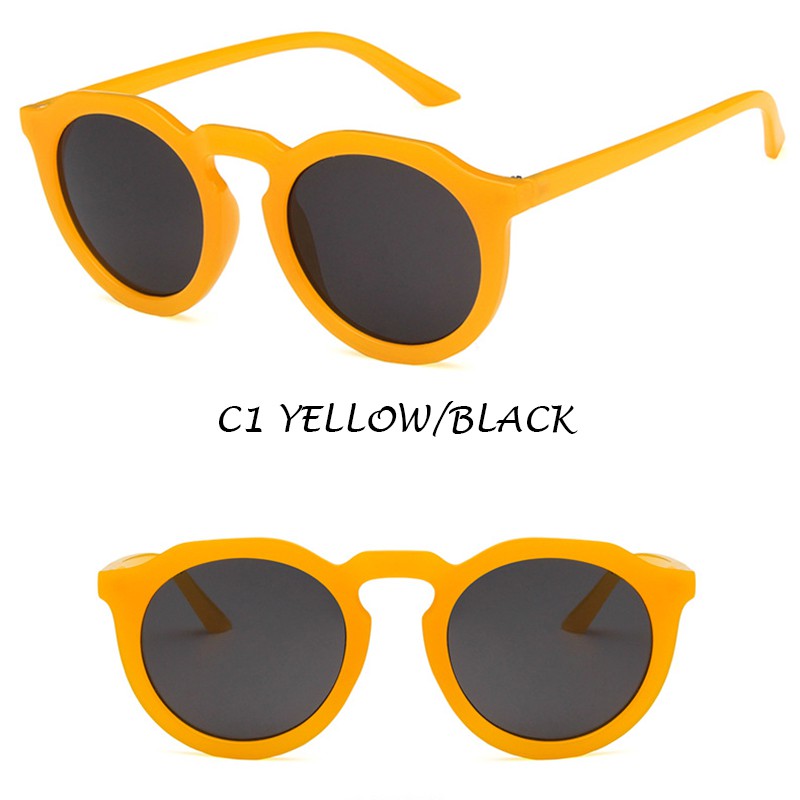 (YUZHU) Bayar di Tempat Korean Trendy Retro Candy Color Bulat Kacamata Hitam Wanita/Pria Sunglasses