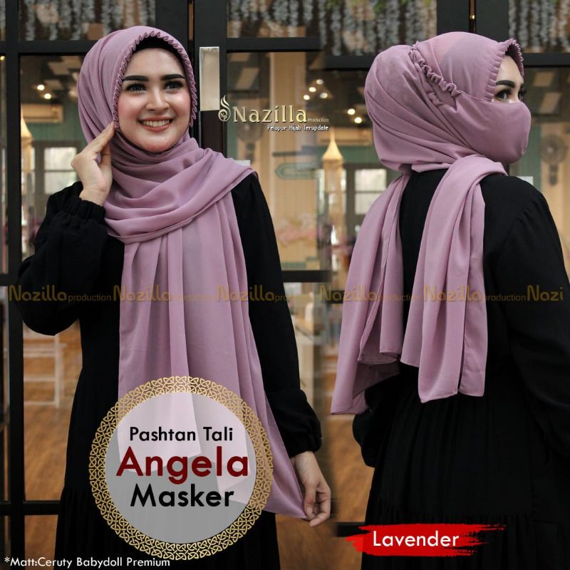 Jilbab Pashmina Instan Tali Angela Masker KCB Ori Nazilla