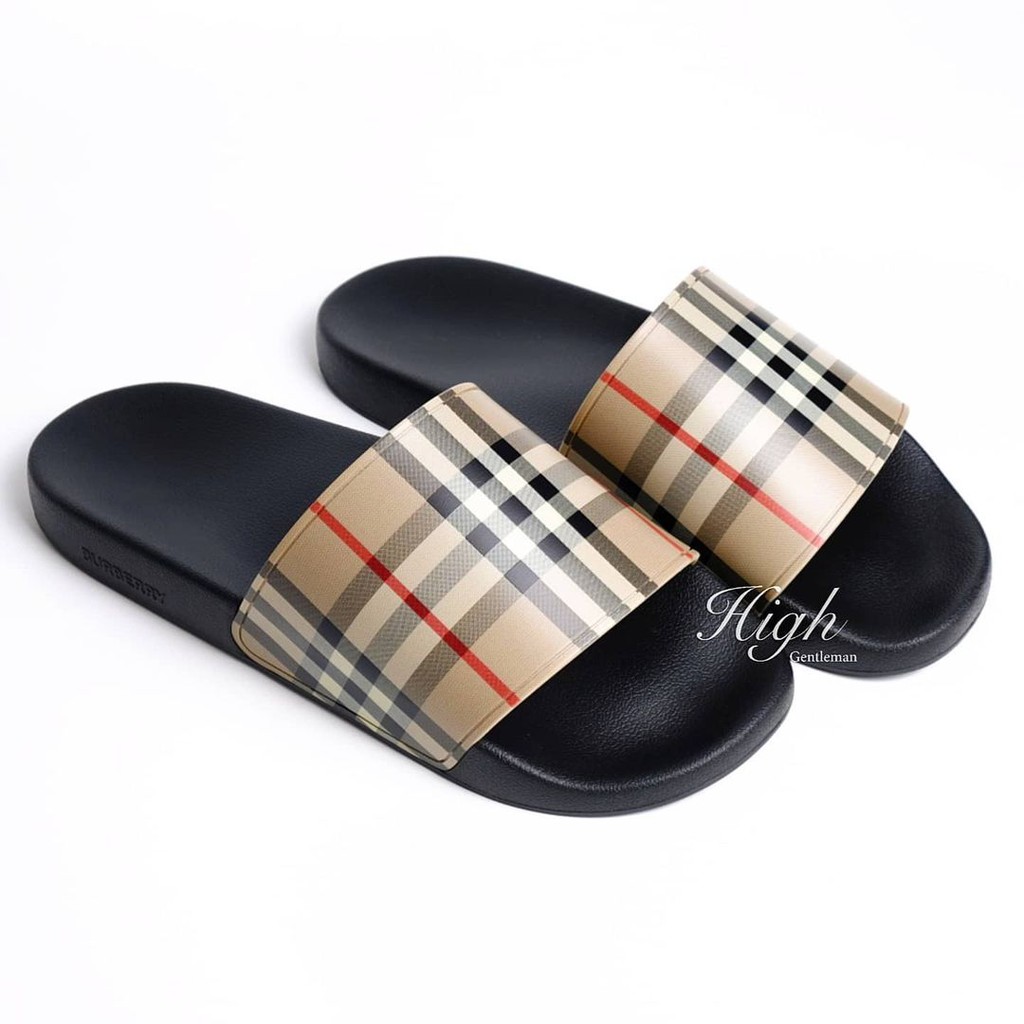 Burberry Men Vintage Check Slides 100% Authentic