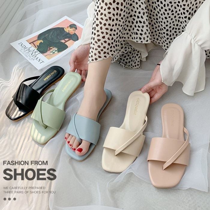 BJS801 - BLACK/BLUE/GREEN/PINK/WHITE - Sandal Flat Wanita Cantik SANDAL JALAN WANITA SANDAL TALI KEREN FASHION IMPORT TERMURAH TERLARIS TERBARU BAGSTORE JAKARTA JSF801