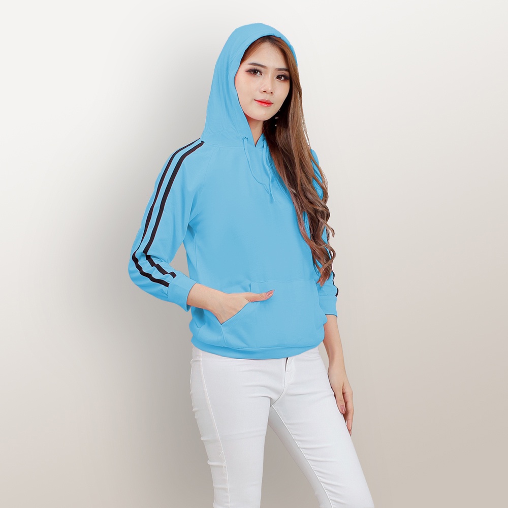 Sweater hoodie wanita Gaya Jumper Korea variasi list di tangan model terbaru - XSHOP Afshin