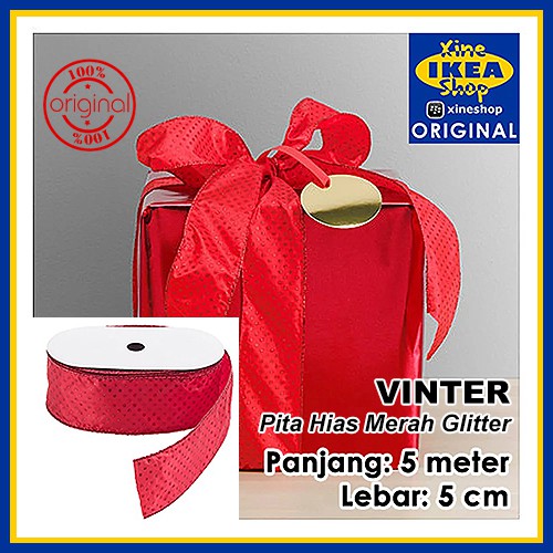 

VINTER Pita Warna Merah Glitter 5 Meter Pita Kado