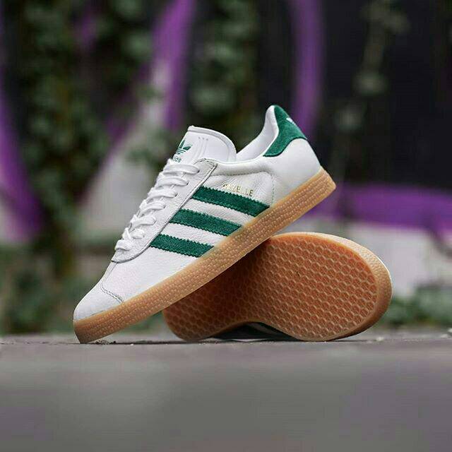 Adidas gazelle white green gum