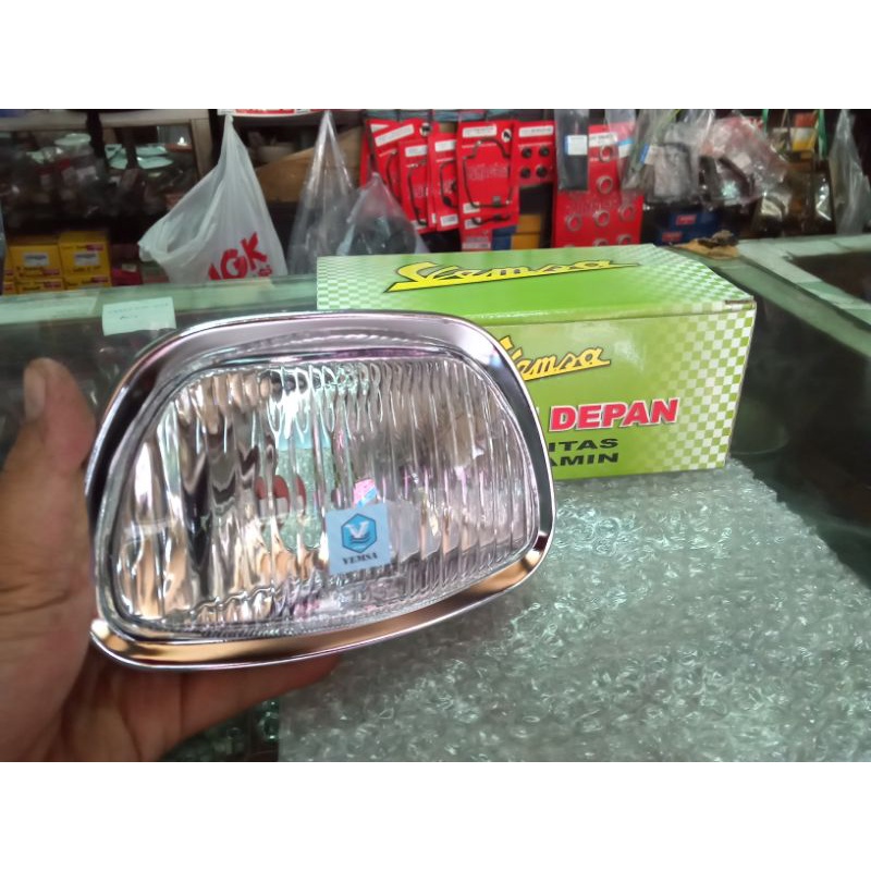 reflektor lampu depan + fitting vespa SUPER sprintmerk VEMSA