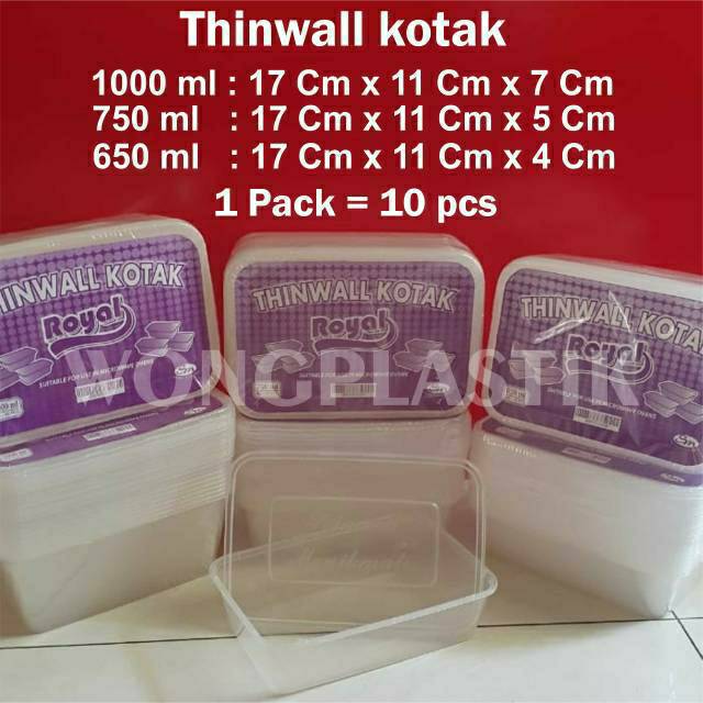 Thinwall takeaway container 650ml 750ml 1000ml / box makan plastik / Tempat Makan plastik