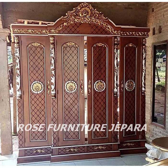 Almari Lemari Pakaian 4 pintu Kayu Jati Jepara