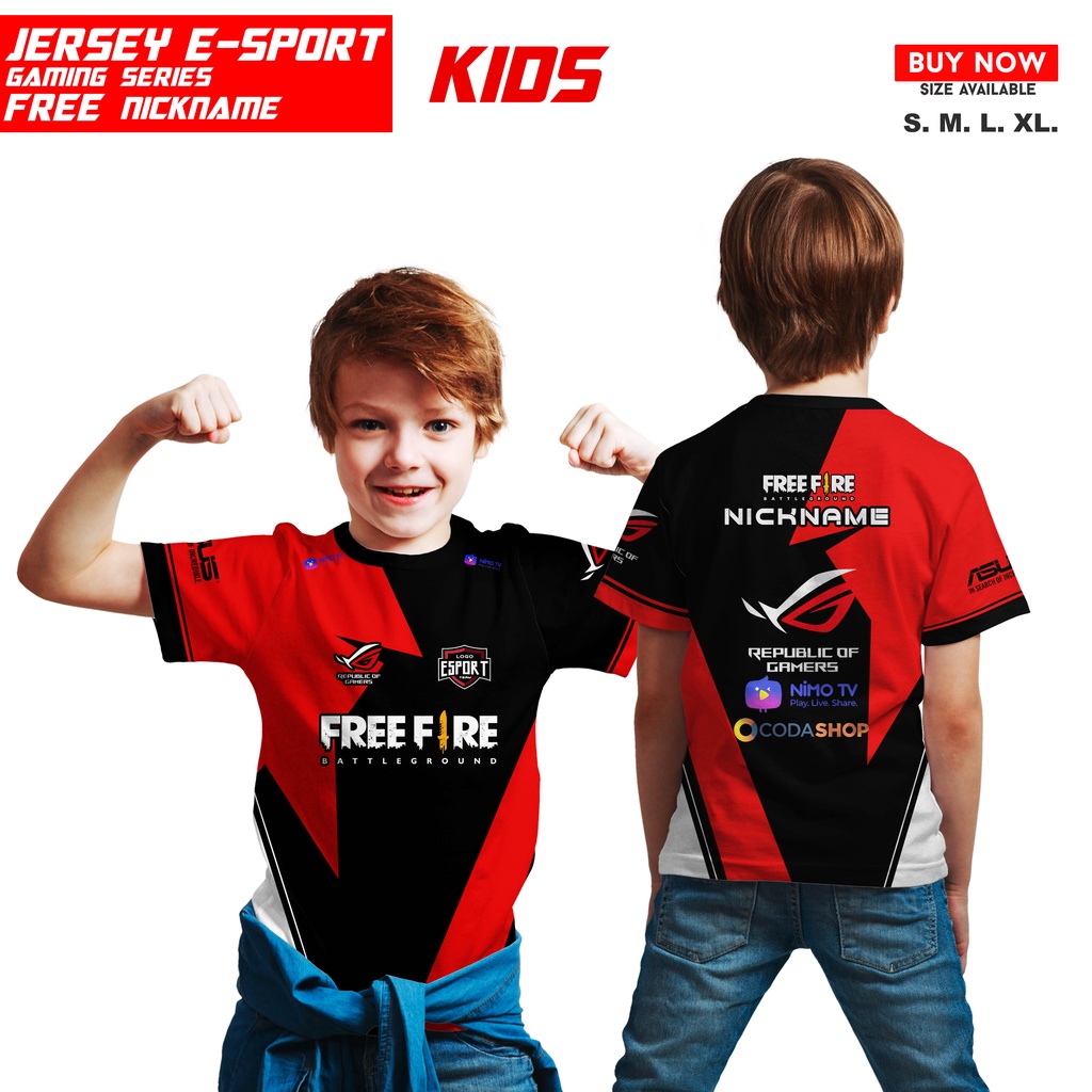 KAOS JERSEY FREE FIRE  ANAK - JERSEY GAMING ESPORT Freefire ML  PUBG