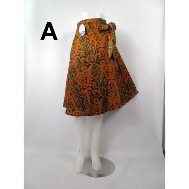Rok klok payung remaja batik pendek model lilit instan