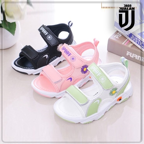 Sandal Anak Cewek Fashion Korea Motif Bunga Krisan / Sandal Anak Perekat Laki Laki Perempuan Trendy 